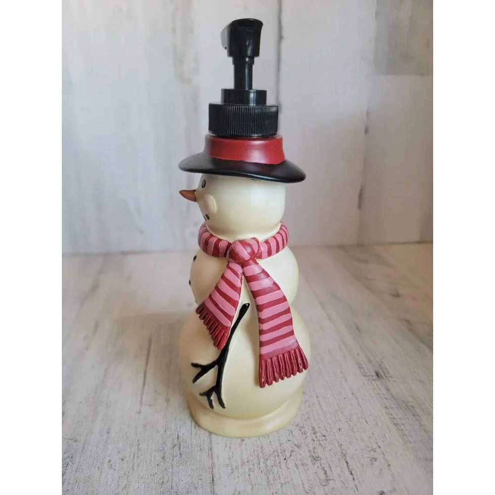 Snowman soap pump red cardinal Xmas‎ bathroom kitchen home decor